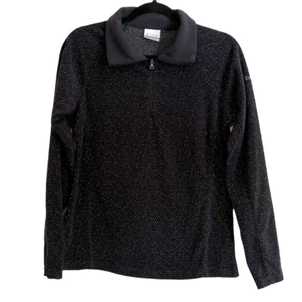 Columbia Quarter Zip Fleece Polka Dot Pull Over Sweater Dark Grey Women’s M